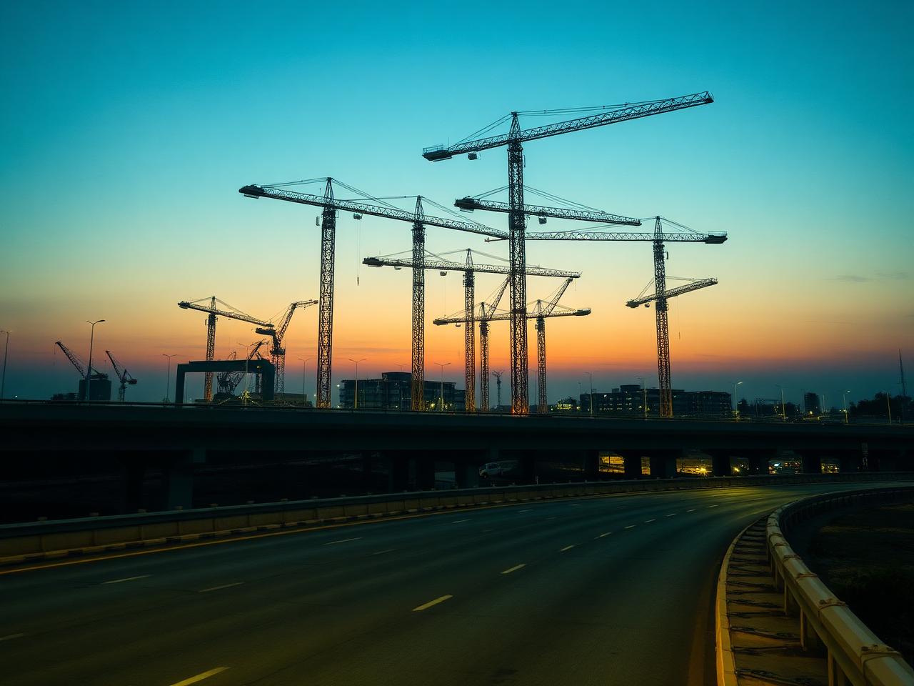 Infrastructure development at dusk